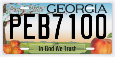 GA license plate PEB7100
