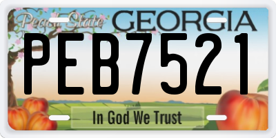 GA license plate PEB7521