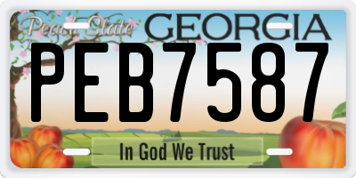 GA license plate PEB7587