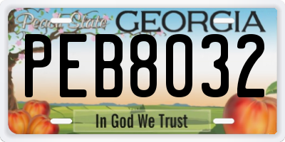 GA license plate PEB8032