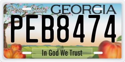 GA license plate PEB8474