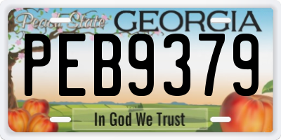 GA license plate PEB9379