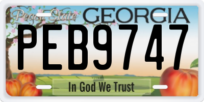 GA license plate PEB9747