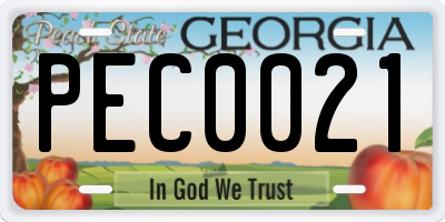 GA license plate PEC0021