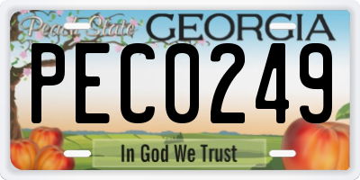 GA license plate PEC0249