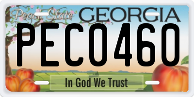 GA license plate PEC0460