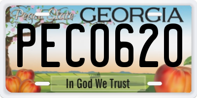 GA license plate PEC0620