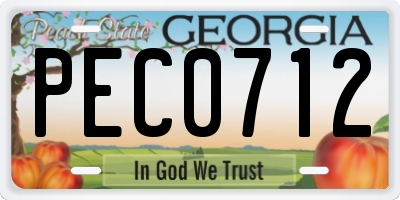 GA license plate PEC0712