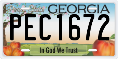GA license plate PEC1672