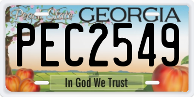 GA license plate PEC2549