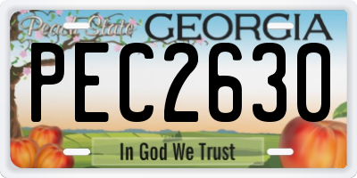 GA license plate PEC2630