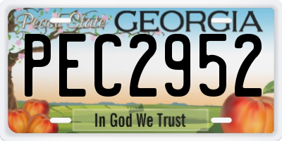 GA license plate PEC2952
