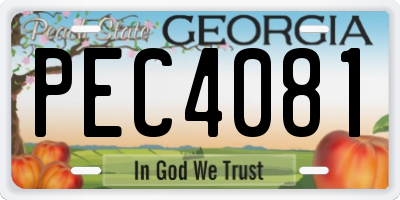GA license plate PEC4081