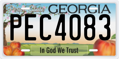GA license plate PEC4083