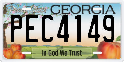 GA license plate PEC4149