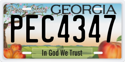GA license plate PEC4347
