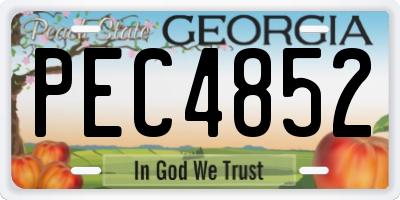 GA license plate PEC4852