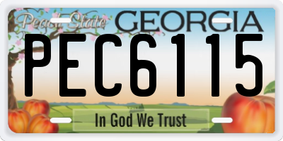 GA license plate PEC6115