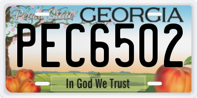 GA license plate PEC6502