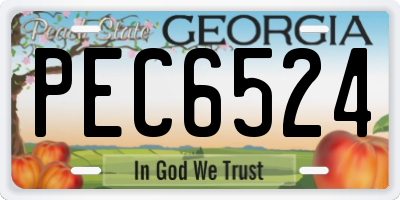 GA license plate PEC6524
