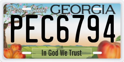 GA license plate PEC6794