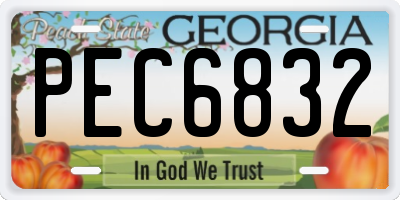GA license plate PEC6832