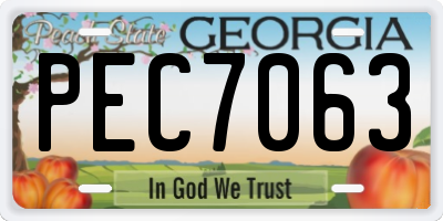 GA license plate PEC7063