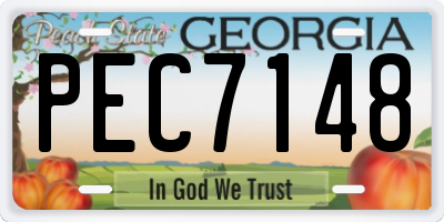GA license plate PEC7148