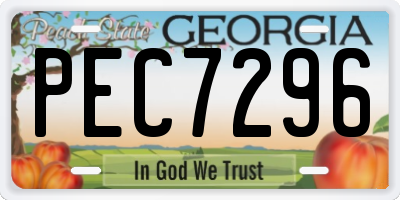 GA license plate PEC7296