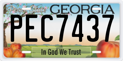GA license plate PEC7437