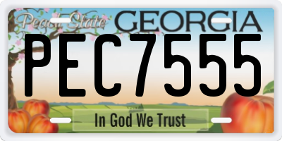 GA license plate PEC7555
