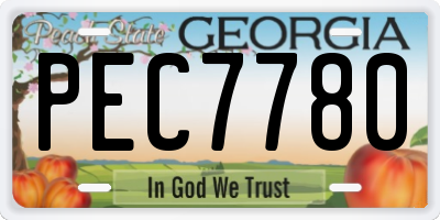 GA license plate PEC7780