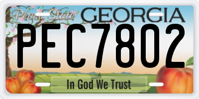 GA license plate PEC7802