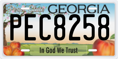 GA license plate PEC8258