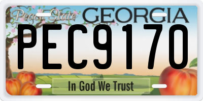 GA license plate PEC9170