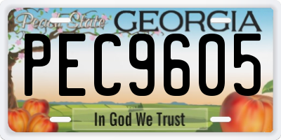 GA license plate PEC9605