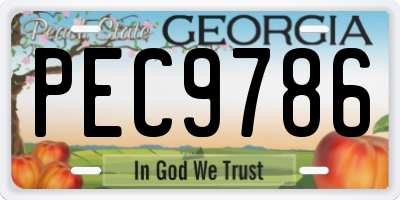 GA license plate PEC9786