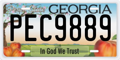 GA license plate PEC9889