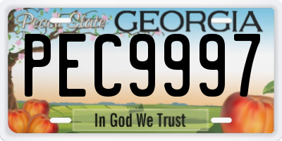 GA license plate PEC9997