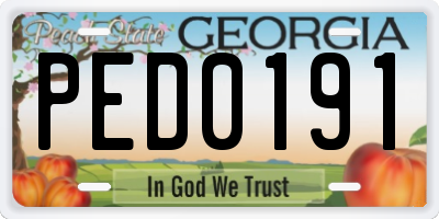 GA license plate PED0191