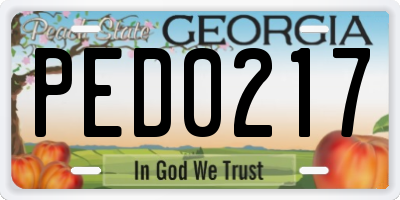 GA license plate PED0217