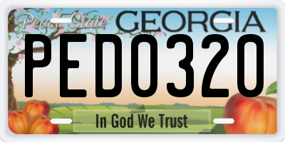 GA license plate PED0320