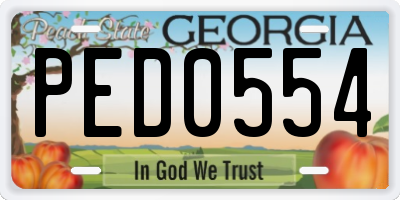GA license plate PED0554
