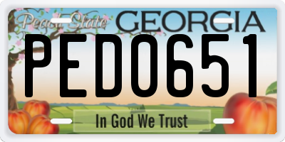 GA license plate PED0651