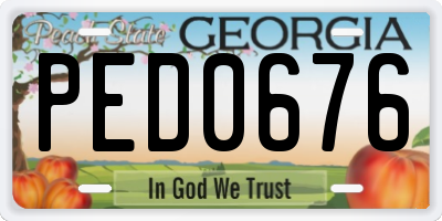 GA license plate PED0676