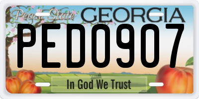 GA license plate PED0907