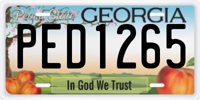 GA license plate PED1265