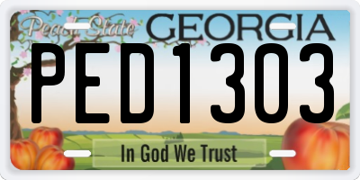 GA license plate PED1303