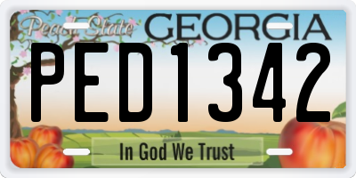 GA license plate PED1342