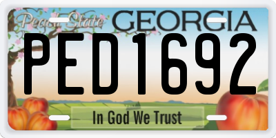GA license plate PED1692